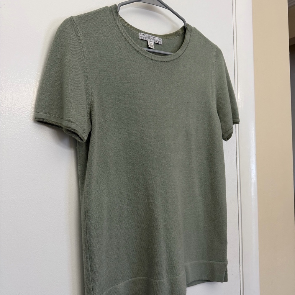 Sage Green Knit Short Sleeve Top